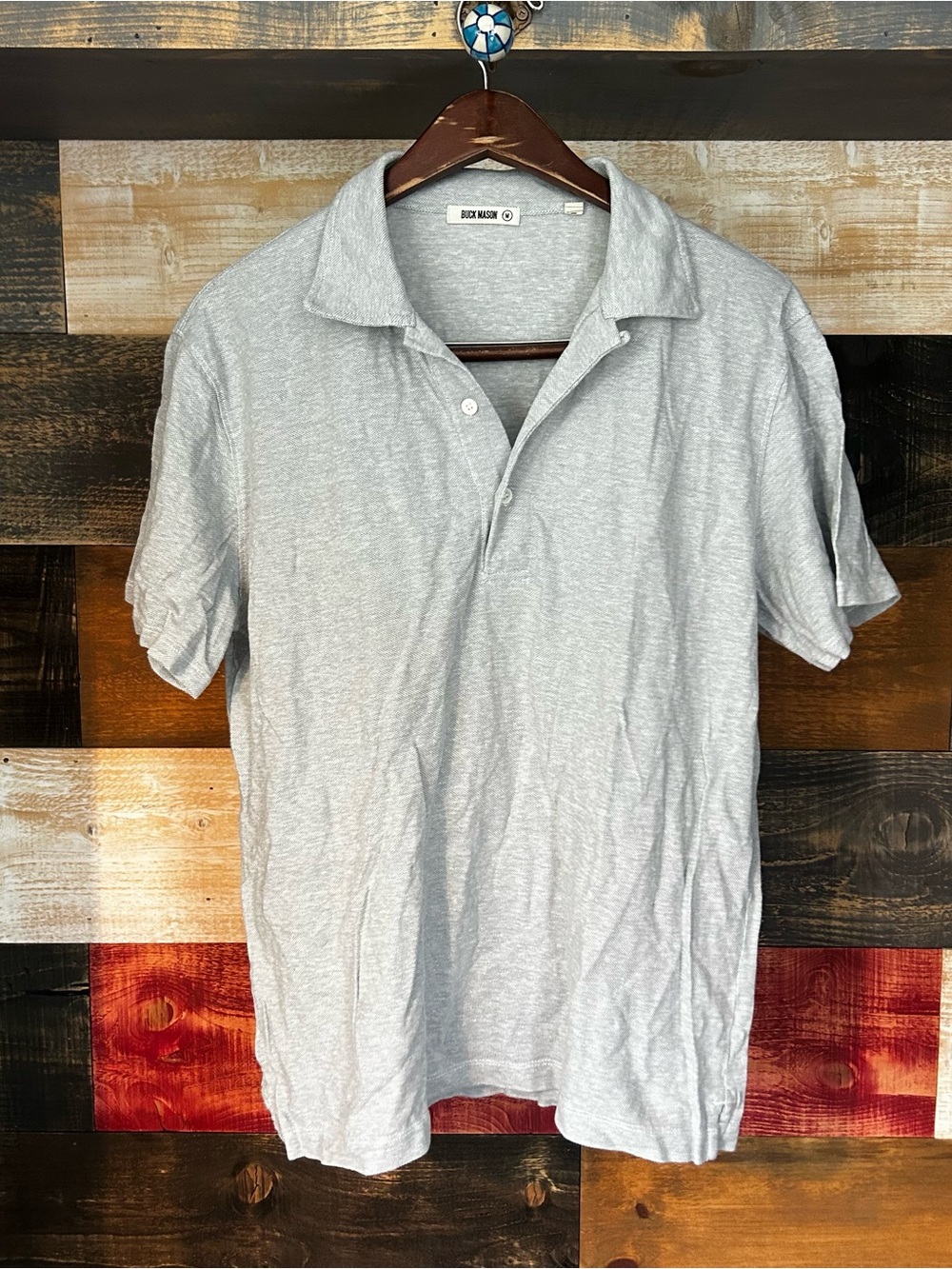 Buck Mason Light Gray Men's Polo Shirt medium